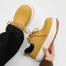 New Men's High-Top Lace-Up Waterproof Snow Boots, Trendy Streetwear Style, Thick Sole, Super Lightweight, Fashionable