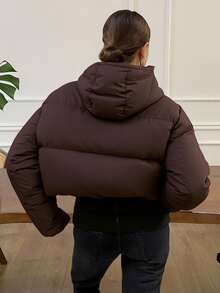 Livesso Women's Hooded Loose Fit Long Sleeve Padded Coat With Open Front ,Winter Women Clothes,Winter Coat Women Jacket - Coffee Brown - View 7