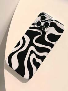 Minimalist Asymmetric Wave Ripples 1pc Artistic Color Block Asymmetrical Perforated Glossy Film Protective Hard Case Compatible With IPhone 11/12/13/14/15/16 Pro Max Waterproof Shockproof Anti-Fall Scratch Resistant Spring Gift Party,International Version, Not The Domestic Version - Multicolor - View 4