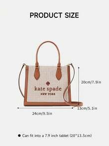 Kate Spade Ellie 小号手提包斜挎包帆布皮革挎包单肩包顶部提手手提包，手提包适合休闲生日海滩度假 - 送给女性妈妈朋友的礼物，温暖的姜饼 KF509200