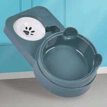 1 Piece Detachable And Washable Tilted Pet Bowl With Bear Ear Design, Anti-Spill And Anti-Moisture, Large Capacity Double Bowl With Automatic Water Dispenser, Stainless Steel - Multicolor - View 9