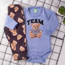SOFT LINED INSIDE BABY BODYSUIT SET - 淺藍色 - 查看 1