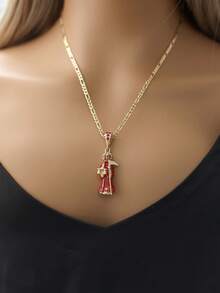 Collana con ciondolo a morte santa con micro intarsi di zirconi, tonalità dorata, gioielleria estiva adatta per uso quotidiano, vacanze, occasioni casual o formali, collana carina, accessorio per vacanze, design sofisticato, finitura di alta qualità, idea regalo - Ciondolo teschio - Visualizzare 2