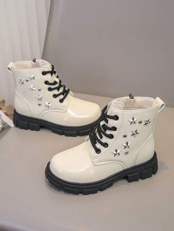 1 Pair Colorful Woven Clover Side Zipper Thermal Lined Thick Warm Boots