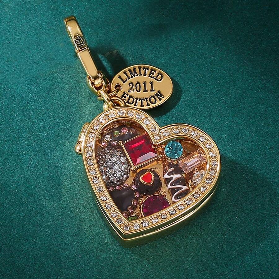 1 件奢华方晶锆石心形小盒吊坠项链，优雅的日常佩戴礼物，适合女性，适合情人节 - 可打開巧克力心型盒吊墜 - 查看 1