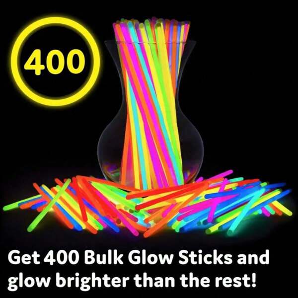 400 Pcs Bulk Colorful Glow In The Dark Sticks, Light Sticks, Glow In The Dark, Suitable For Festivals And Parties, Wedding Parties, Christmas, Halloween, Birthday Parties, Concerts