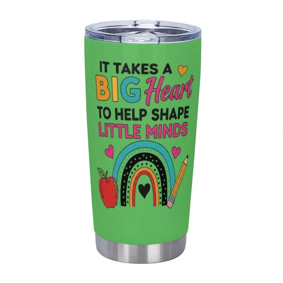 Teacher Tumbler - It Takes A Big Heart To Shape Little Minds, Inspirational Teacher Mugs, Teachers Appreciation Gifts Men Women - 20oz Teachers Appreciation Cup For Christmas Birthday Back To School, Best Gift - 軍綠色 - 查看 1