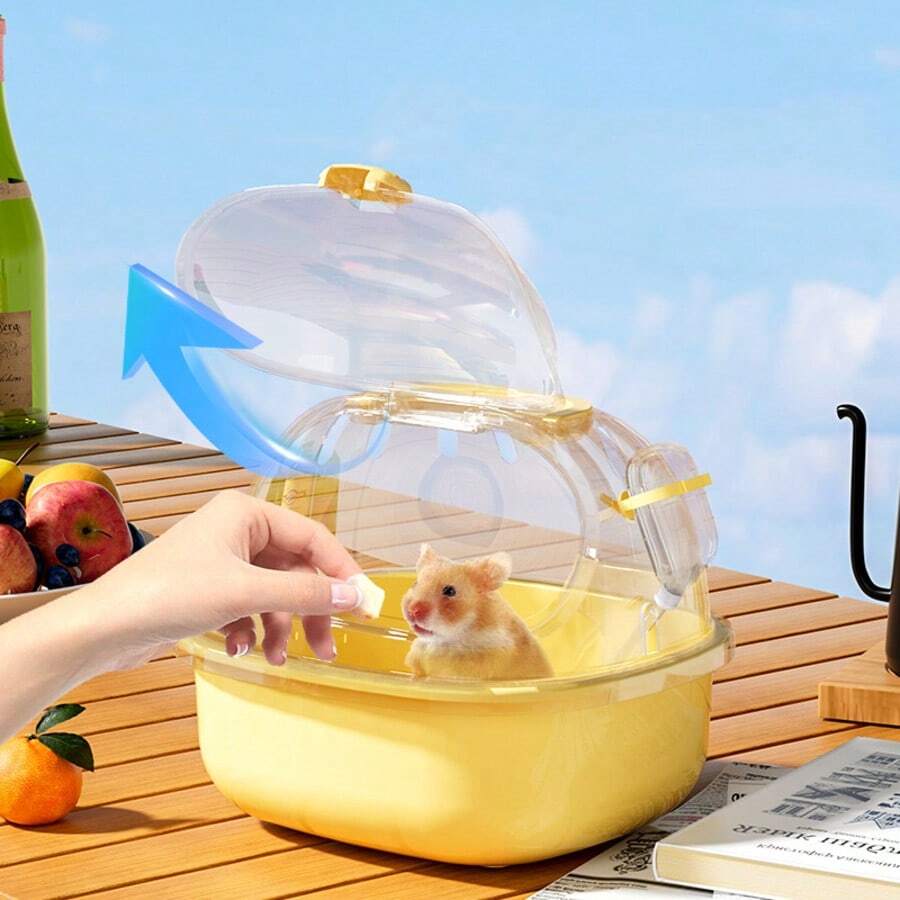 1 pieza Jaula para hámster, jaula portátil para transportar, jaula de viaje, jaula de mano a prueba de fugas para mascotas pequeñas