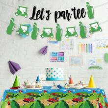 2件套，高尔夫主题DIY串旗，高尔夫运动主题生日派对装饰，绿色花环“Let's Par-Tee”横幅，高尔夫主题生日派对装饰，适合高尔夫主题派对、生日宝贝派对等场合。 - 彩色 - 查看 7