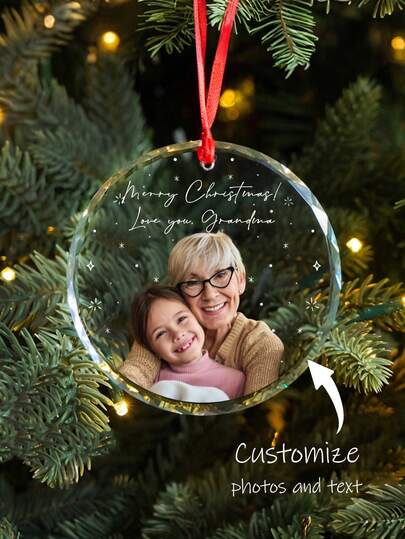 Customized Christmas Tree Ornaments, Personalized Text And Photos, Car Interior Rearview Mirror Ornaments, Christmas Gifts, Star Fireworks And Snowflake Ornaments, Personalized Christmas Decoration Ornaments, Multi-Functional, Ornamental, Exquisite, Stylish, Colorful, Modern, Custom, Ideal Gifts For Her, Tea Room, Home, Garden, Office, For Anniversaries,Fall Decor