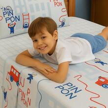 3-Piece Children's Sheet Set, Fun, Colorful Prints, Elastic - Fireman - View 1