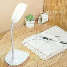 Lámpara LED de escritorio plegable, iluminación recargable por USB, 3 modos, Sensor táctil regulable, protección ocular, lámpara de lectura para estudiantes, luz nocturna - Blanco - Ver 4