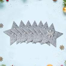 12 pezzi/24 pezzi Decorazioni per posate natalizie a forma di stella, set di decorazioni da tavola in feltro con fiocchi di neve per coltello, forchetta e cucchiaio, decorazioni natalizie