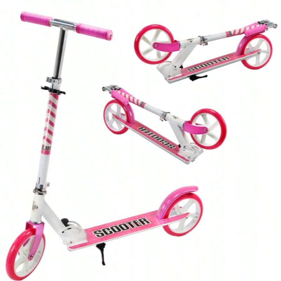 PINK SCOOTER, Large, Foldable, With SUNLIGHT NEON Brake - Hot Pink - View 1
