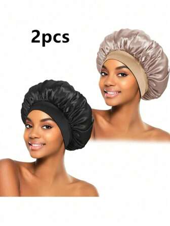 2 piezas Gorro de dormir de seda, Gorro de satén para el cabello, Gorro de dormir suave y elástico, Turbante de seda para el cabello, Gorro de belleza de uso diario para mujeres, Gorro de cuidado posparto, Turbante para el cabello