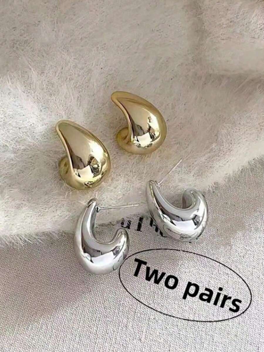 4件套时尚水滴形耳环，适合女性日常佩戴