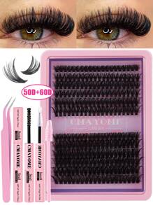 240 piezas Conjunto de extensiones de pestañas falsas con rizo D, mezcla múltiple de 10D+20D+30D pestañas postizas gruesas y tupidas, mechones de pestañas suaves, con maquillaje natural para ojos, longitud de 8-16mm apta para fibra de mink fina e impermeable con efecto 3D, adecuada para maquillaje natural, dramático y diario, kit de racimos de pestañas postizas para cosplay.