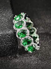 MOONSO 1 Stück eleganter und luxuriöser ovaler Design Strass Ring für Hochzeit/Jahrestag Feier für Frauen R4574