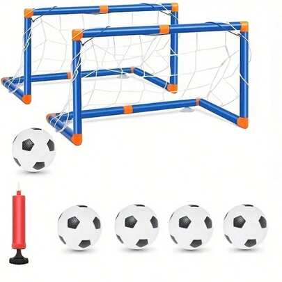 1Set Mini Foldable Soccer Goal, Best Choice For Outdoor Sports In Summer, Plastic Soccer Goal Post Set, Inflatable Sports Toy For Teenagers, Suitable For Indoor And Outdoor Team Games(The Shapes And Colors Of Some Accessories Are Random.)