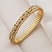 1PC Stylish And Simple Elastic Stainless Steel Bracelet With Paw Prints And Leopard Print Patterns, Suitable For Women's Daily Wear And As A Holiday Or Birthday Gift