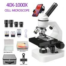 Adjustable Brightness Modes! Anti-Glare Glass Lenses, Sturdy Metal Binocular Microscope (Comes With Cleaning Kit & 1 Tweezers) - Black and White - View 1