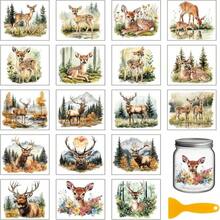 GLOBLELAND 18 Sheets Peek Animals Transfer Stickers 39x36inch Cute Animals Transfer Decal Rub On Transfer For Furniture Vase Glass Art Crafts Decorations - 鹿 - 查看 1