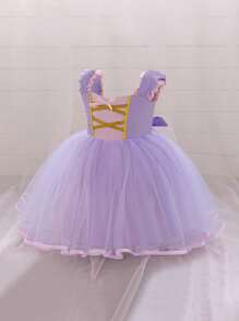 Vestido de tul morado para bebés niñas, perfecto para fiestas de juegos de rol, reuniones, actuaciones y ocasiones formales