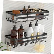 2-PIECE SHOWER SHELF BATHROOM SHELF WITHOUT DRILLING METAL WATER DRAIN DESIGN