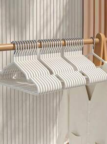 10/15/16/18/20/30/40pcs Set Simple & Elegant Coated Thickened Garment Hangers, Lightweight Portable Adult Clothes Hangers With Anti-Slip & No Trace Design, Suitable For Home Laundry, Lingerie Storage, Preventing Messy Clothes, Christmas Outfit Organization