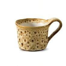 Leopard Print Crackle Glaze Ceramic Mug, Creative Retro Coffee Cup, Handmade Japanese Style Oatmeal Cup - Multicolor - View 9