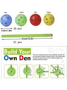 Kids Fort Building Kit - STEM Toys For 5-12 Years Old - Ultimate Fort Builder Gift - DIY Educational Learning Toy For Indoor & Outdoor Play! Perfect Gift For Children's Day - Multicolor - View 4