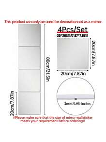 8pcs Acrylic Square Mirror Wall Stickers - Self-Adhesive, No Power Needed, Suitable For Home Gym, Bedroom Vanity And Decoration