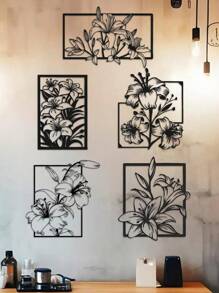 1 Stück elegante Lilien Blumen Metall Wandkunst, abstrakte Umriss Eisen Dekoration, vielseitig einsetzbar für Innen- und Außenbereich, geeignet als Einweihungsgeschenk, Feiertags-, Geburtstaggeschenk, Sammleritem, ideal für Gartenliebhaber, Büro, Wohnzimmer, Schlafzimmer, Terrasse, Küche, Landhausdekoration