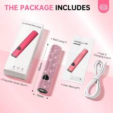 CHRISTINE SHELLY UV Light For Gel Nails, Handheld UV Nail Lamp, Portable LED Nail Lamp, Mini Nail Dryer, USB Nail Light For Fast Curing, Pink - 粉紅色鑽石 - 查看 8