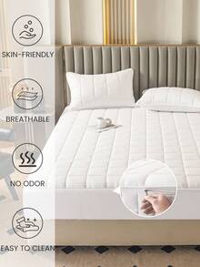 1pc Waterproof Zippered Mattress Protector, Quilted Thick Mattress Cover, Fits 6-12 Inch Mattress, Twin, Full, Queen, King, Breathable, Noise-Free, Dust-Proof, Washable, Hypoallergenic, High-Quality Zipper Mattress Pad, Ideal Home, Perfect Holiday Gift - White (fitted Sheet Height 25cm) - View 7
