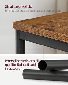 Tavolino da Divano, Tavolino a 3 Livelli, Comodino con Struttura in Acciaio, per Soggiorno, Camera da Letto, Studio, Marrone Vintage e Nero Inchiostro - Castano - Visualizzare 4