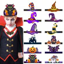 6pcs Halloween Themed Party Decorative Hats, Witch Hat, Pumpkin Hat, Death Cap, Suitable For Halloween Ghost Party, Costume Play, Festival Celebration, Masquerade Ball