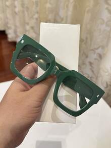 1 Pair Women's Oversized Square Red Transparent Lens Casual Retro Glasses, Suitable For Daily Wear And Street Photography - Red - View 8