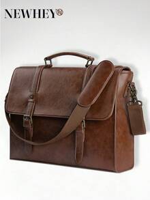 NEWHEY Men Messenger Bag Vintage 15.6 Inch Waterproof Leather Laptop Briefcase Large Satchel Shoulder Bag Retro Office College Computer Bag