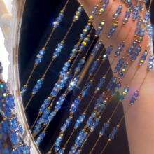 1m Fashionable Stainless Steel Bead Chain With Colorful Glass Beads, Handmade Necklace Bracelet Jewelry DIY Supplies