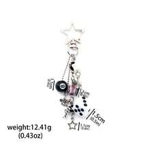 1pc Hip Hop Black Dice Billiard Keychain Y2K Lucky Dice Starburst Pendant Bag Ornament Pendant Punk Cool Jewelry Men's Bicycle Key Chain - Multicolor - View 18