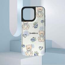 Blueberry Bear Wallet-Style Mobile Phone Case Designed With Cute Teddy Bears And Blueberries Suitable For IPhone 16e 16 15 14 Plus 13 12 11 Pro Max SE 2022 7 8 Plus X XR XS Max Wallet-Style Mobile Phone Case With Card Slot Holder And Double Magnetic Buckle Durable Protective Cover - Coffee Brown - View 4