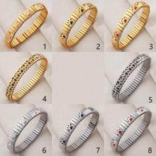 1PC Stylish And Simple Elastic Stainless Steel Bracelet With Paw Prints And Leopard Print Patterns, Suitable For Women's Daily Wear And As A Holiday Or Birthday Gift