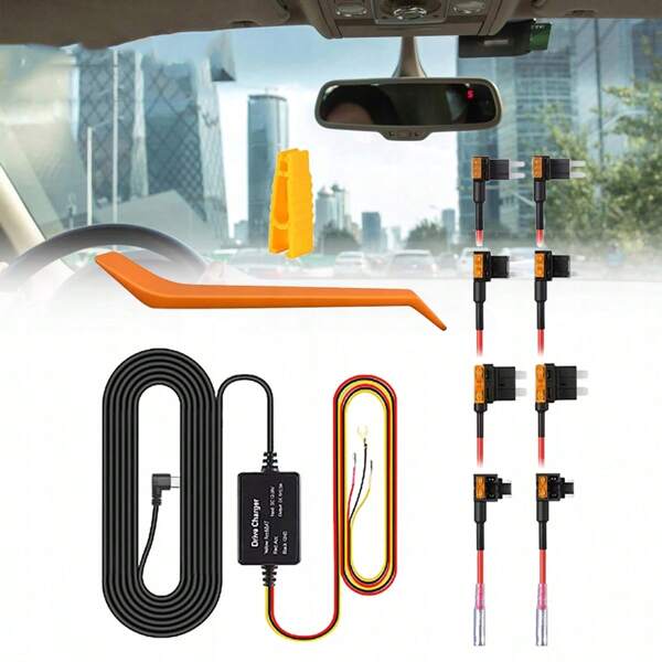 Dashcam Hardwire Kit mit Niederspannungsschutz, Dash Cam Hardwire Kit, Hardwire Kit Dashcam, Dashboard Camera Car Charger Cable Kit 12V- 24V to 5V w/Fuse Kit, Typ-C-Anschluss Hardwire-Kit für Dash Cam