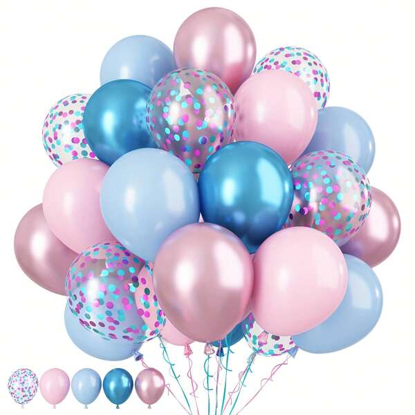 30pcs/42pcs Maca Pink And Blue Balloons, 10 Inch Baby Shower Party Balloons, Metal Blue Pink Balloons Suitable For Gender Revealing, Birthdays, Baby Showers, Weddings, Bridal Showers, Anniversaries, Graduation Decorations.