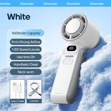 kinscoter 1 Peça Ventilador de Mão Pequeno Portátil e Recarregável de 3600mAh, Refrigerador de Ar para Camping e Viagens, 100 Velocidades do Vento Ajustáveis, Mini Ventilador Pessoal de Refrigeração Portátil