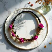 Halloween Decoration Garland, Handmade Simulation Flower Wreath Seaside Vacation Wreath, Girl's Flower Wreath Headwear, Multiple Colors To Choose From, Including Red, Pink, And Blue Flower Garlands, Wreath Fake/Artificial Flower, Bride's Flower Wreath Headwear, Bohemian Hair Accessories, Forest Style Decorations, Super Fairy Korean Sweet Accessories,