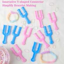 10PCS Acrylic Model Y Slingshot Loom Rubber Bands For Bracelets Rubber Band Clips Plastic Jewelry Connectors Rubber Slingshot Knitting For Necklace Bracelet Making Colorful Clasp (Pink, Blue) - Blue, Pink - View 4