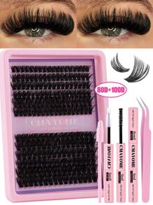 240 piezas Conjunto de extensiones de pestañas falsas con rizo D, mezcla múltiple de 10D+20D+30D pestañas postizas gruesas y tupidas, mechones de pestañas suaves, con maquillaje natural para ojos, longitud de 8-16mm apta para fibra de mink fina e impermeable con efecto 3D, adecuada para maquillaje natural, dramático y diario, kit de racimos de pestañas postizas para cosplay.