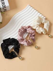 4 pièces Élégants accessoires pour cheveux en spirale avec strass pour femmes, support pour chignon, attaches de queue de cheval pour un port quotidien. Style satiné simple et chic, style bohème. Accessoires pour cheveux, élastiques à cheveux